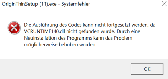 Origin Installation Fehlermeldung?