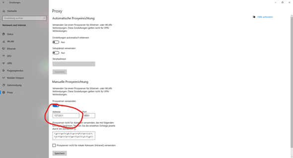 Proxy wird automatisch angeschaltet?