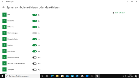 Akku Anzeige Windows 10 nicht mehr auf Taskleiste?