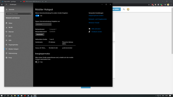 Hotspot in Windows 10 funktioniert nicht?