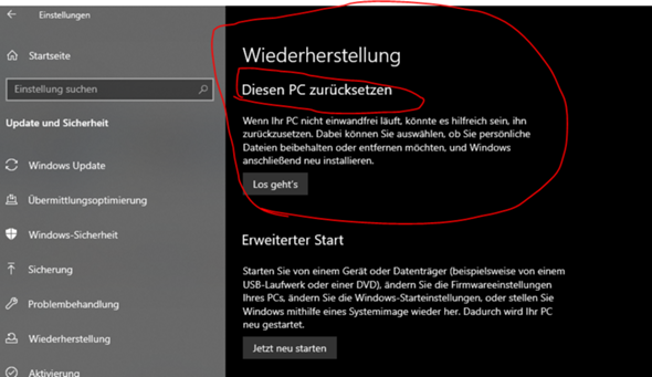 windwos zurückzetzen?