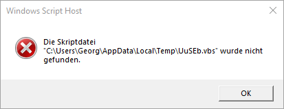 Ich bekomme ein Windows Script Host fehler?