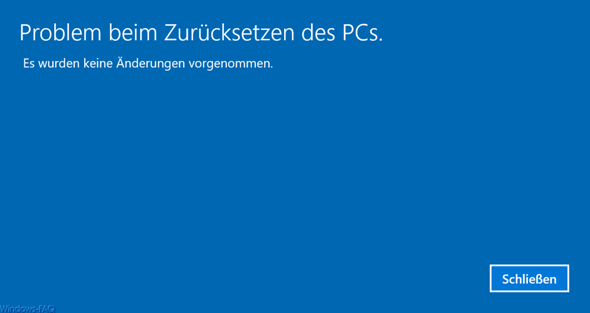 Windows zurücksetzen, fehleranzeige jedesmal?