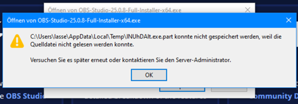 "Datei konnte nicht gespeichert werden" nach Win Neuinstallation?