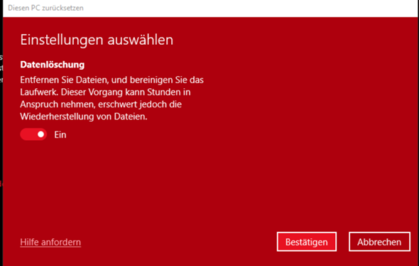 Windows 10 Zurücksetzen und Windows 10 behalten?