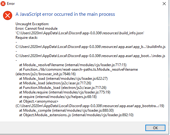 a javascript has occured the main process?