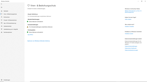 Antivirus Ausstellen windows 10?