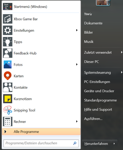 Startmenü bei Windows 10 ändern?