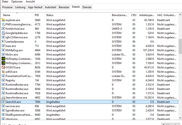 Windows Suche defekt nach Verwendung von Avira Rescue CD?