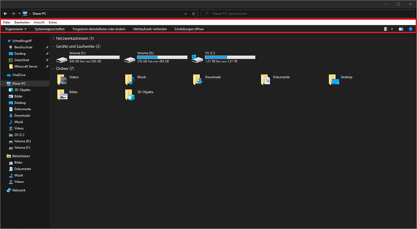 Windows Explorer Tabs und Ribbon weg?