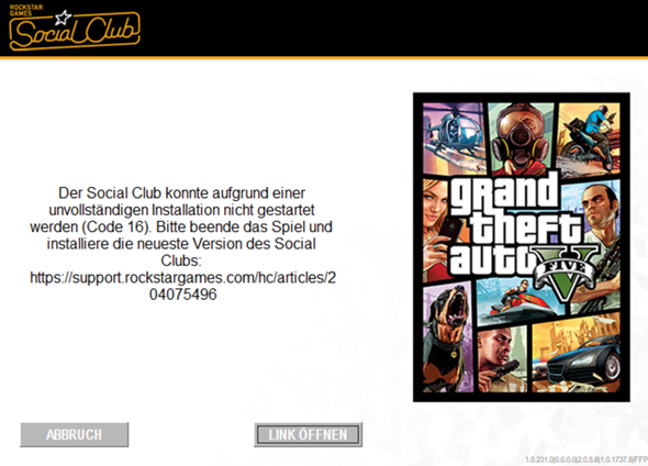 Rockstar Social Club – unvollständige Installation?