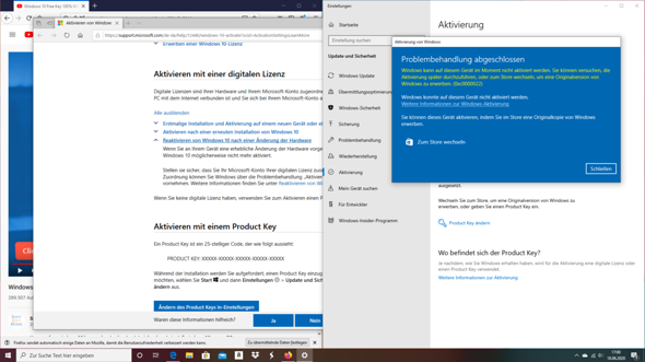 Windows 10 Home Aktivierungsproblem?