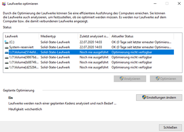 Eigenartige Laufwerke in Win 10  "\? \Volume(xyz)"  ?