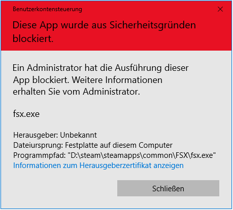 Was kann ich gegen: ,,Diese App wurde aus Sicherheitsgründen blockiert." machen?