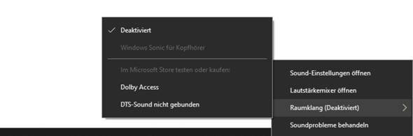 Raumklang in Windows 10 aktivieren?