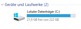 Wie viel Speicher braucht Windows (10 64 bit)?