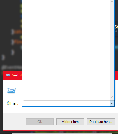 Wie kann man bei Windows 10 dieses Windows+R "Ausführen"-Fenster zurücksetzen?