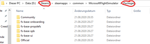 Microsoft Flight Simulator falscher Installationsordner?