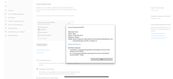 Windows Defender hat Bedrohung gefunden?
