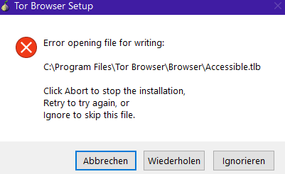 Tor Browser in Programme installieren keine Rechte?