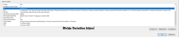 Wichtige Path Variablen gelöscht?