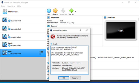 warum ist meine vm abgestürtzt?