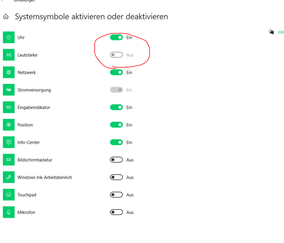 Lautstärkesymbol windows 10 lässt sich nicht aktivieren?