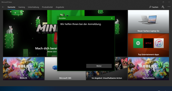 Microsoft Store Anmeldung funktioniert  nicht?