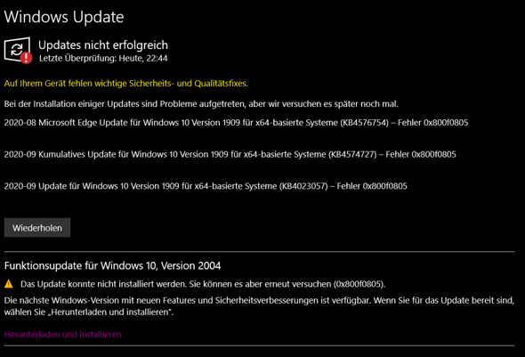 Warum kann Ich keine Win10 Updates mehr Installieren?