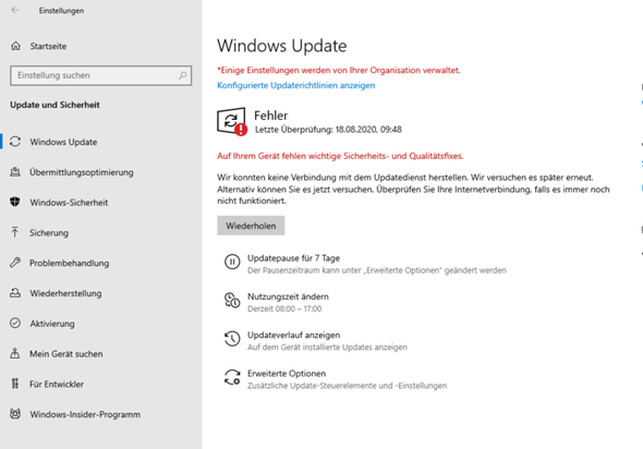 Windows 10 Fehler beim Update ich brauche Hilfeee?