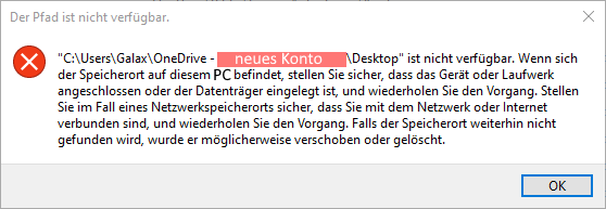 Neues OneDrive Konto, Error?