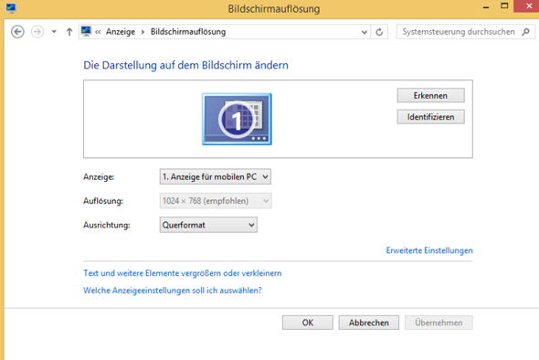 Auflösung unter Windows 8 ändern Laptop?