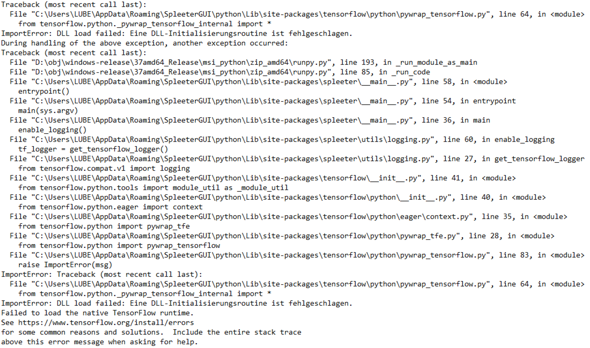 Tensorflow Fehler? (Spleeger Gui)?