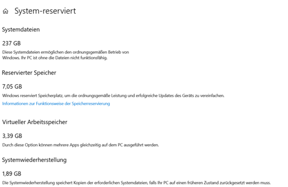 Windows 10 hat 237GB Systemdaten warum?