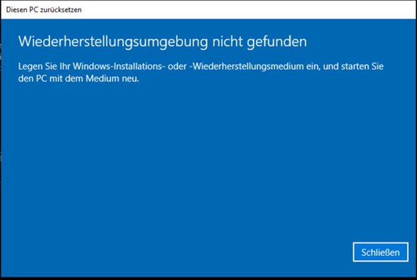 PC neu aufsetzen Wiederherstellungsumgebung?