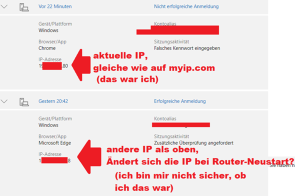 IP-Änderung Microsoft Konto?