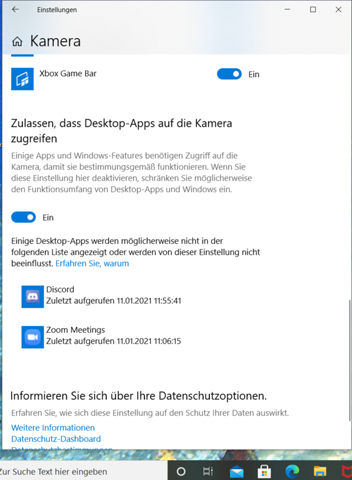 Kameraeinstellungen Windows 10?