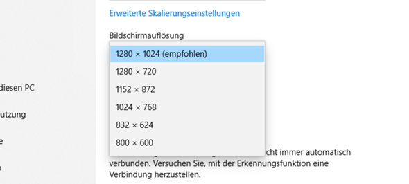 Windows 10 höhere Auflösung trotz schlechteren Bildschirm?