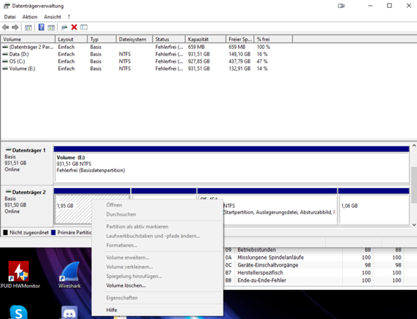 Windows 10 Datenträgerverwaltung - unbekannter zugeordneter Speicher vorhanden?