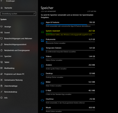 Keinen Speicherplatz auf meinem PC wegen ,,Speicher-reserviert"?
