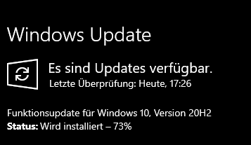 Funktionsupdate 20H2 Bug?