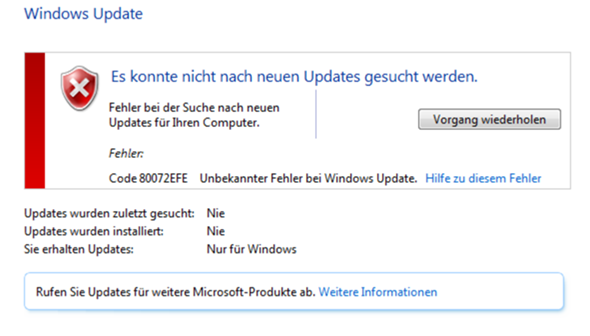 Gibt es die Windows 7 Update Server nicht mehr?