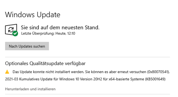 Windows Update KB5001649?