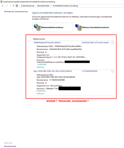 Woher kommen diese Web-Accounts bzw. Web-Keys, ich habe die nicht angelegt, auch die...