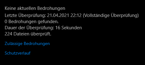 Windows Defender scannt nur 224 Dateien?