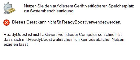 Windows 10 ReadyBoost ist deaktiviert?