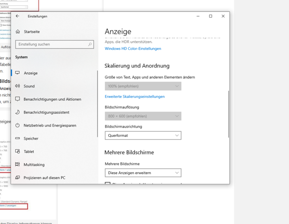 Windows Auflösung zweiter Bildschirm lässt sich nicht ändern?