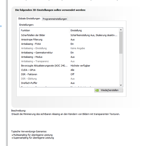Besten Einstellungen für Nvidia Controll panel?