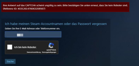 CAPTCHA Bestätigung bei Steam geht nicht?