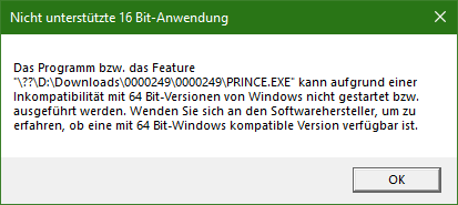 Gibt es eine Trick möglichgkeit wie man 16Bit Anwendung unter Windows 10 64 Bit ausführen kann?